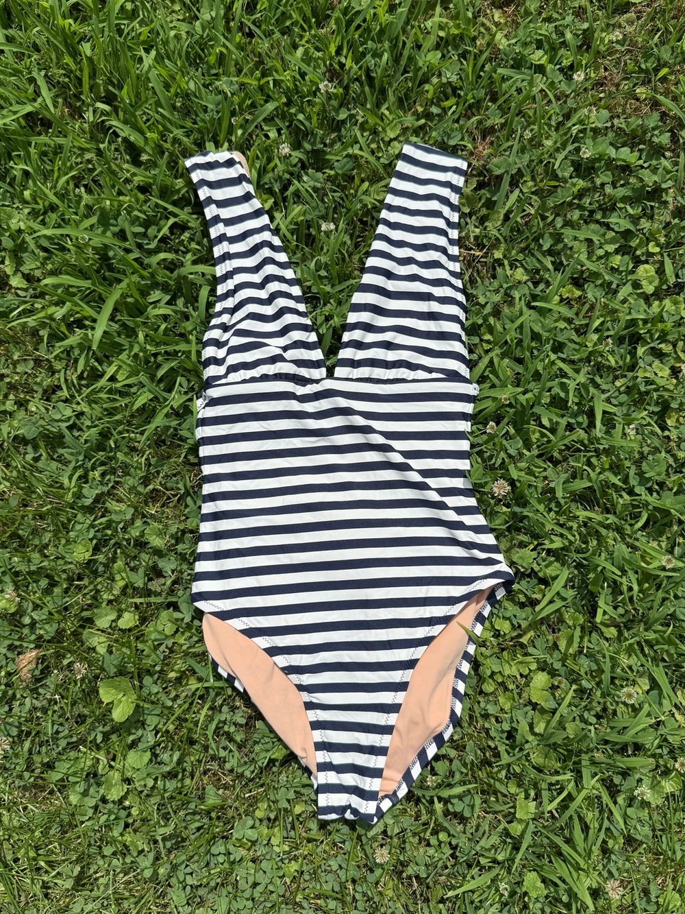 J. Crew Navy and White Striped One-Piece Swimsuit